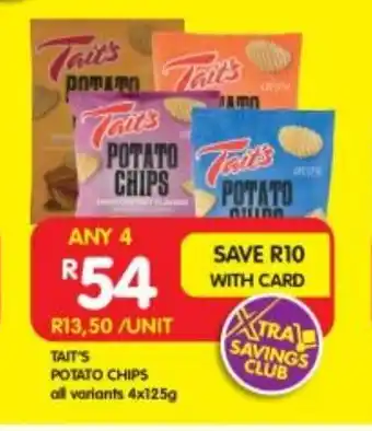 Shoprite TAIT'S POTATO CHIPS all variants 4x125g offer