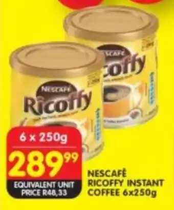 Shoprite NESCAFE RICOFFY INSTANT COFFEE 6x250g offer