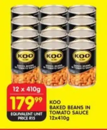 Shoprite KOO BAKED BEANS IN TOMATO SAUCE 12x410g offer