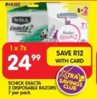 Shoprite SCHICK EXACTA 2 DISPOSABLE RAZORS 7 per pack offer