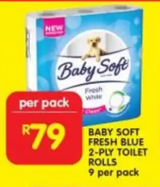 Shoprite BABY SOFT FRESH BLUE 2-PLY TOILET ROLLS 9 per pack offer