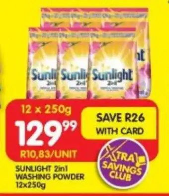 Shoprite SUNLIGHT 2in1 WASHING POWDER 12x250g offer