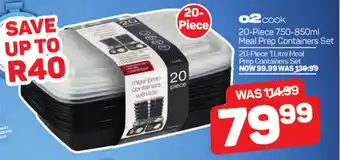 Pick n Pay Hypermarket O2 Cook 20-Piece 750-850ml Meal Prep Containers Set offer