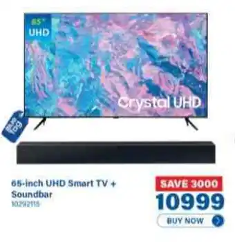 Incredible Connection SAMSUNG 65-inch UHD Smart TV + Soundbar offer