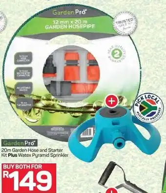 Pick n Pay Garden Pro Garden Hose and Starter Kit 20m Plus Watex Pyramid Sprinkle offer
