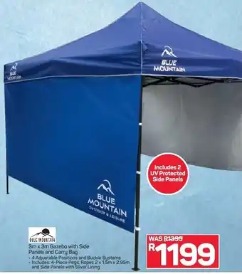 Pick n Pay Blue Mountain Gazebo with Side Panels and Carry Bag 3m x 3m offer