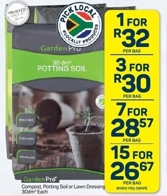Pick n Pay Garden Pro Compost Potting Soil or Lawn Dressing 30dm³ offer