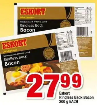 Eskort Rindless Back Bacon 200g