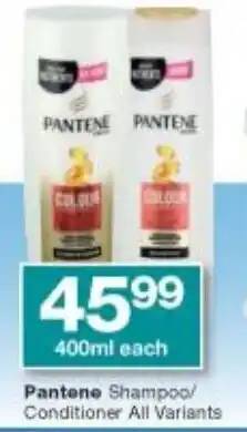 Checkers Pantene Shampoo/Conditioner 400ml offer