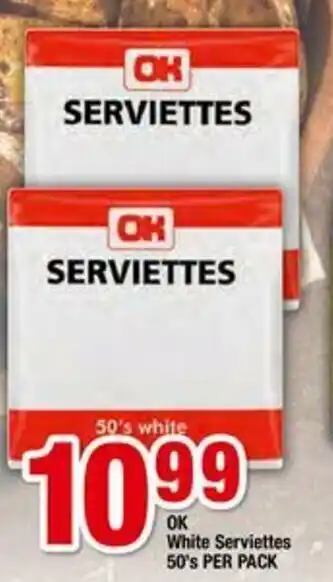 Ok White Serviettes 50's