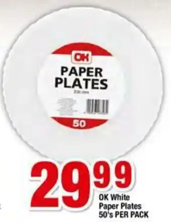 Ok White Paper Plates 50's
