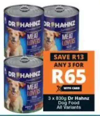 Checkers Dr Hahnz Dog Food 3x830g offer