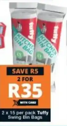 Checkers Tuffy Swing Bin Bags 2x15 per pack offer