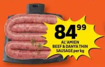 Shoprite AL'AMIEN BEEF & DANYA THIN SAUSAGE per kg offer