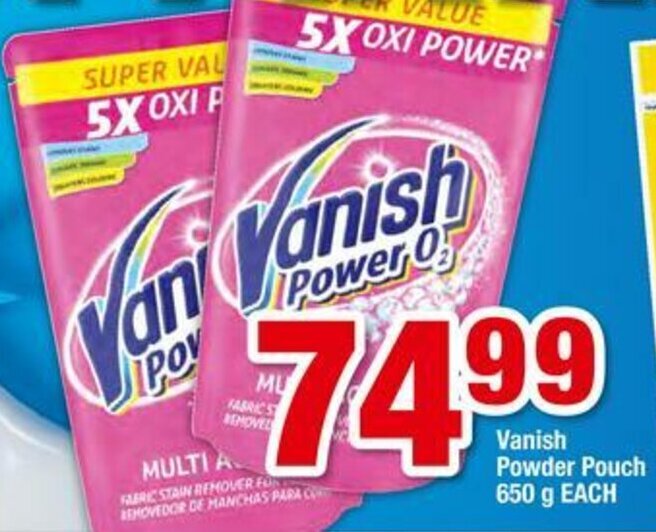 Vanish Powder Pouch 650g offer at Megasave