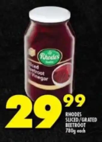 Shoprite RHODES SLICED/GRATED BEETROOT 780g each offer