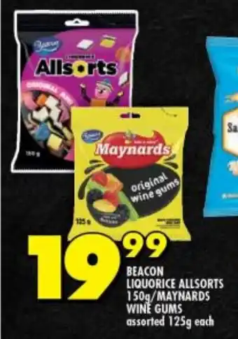 Shoprite BEACON LIQUORICE ALLSORTS 150g/MAYNARDS WINE GUMS assorted 125g each offer