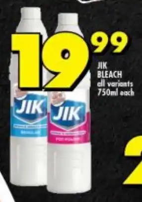 Shoprite JIK BLEACH all variants 750ml each offer