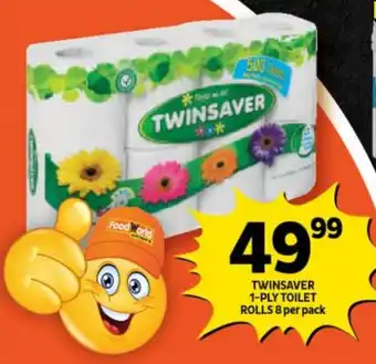 Shoprite TWINSAVER 1-PLY TOILET ROLLS 8 per pack offer