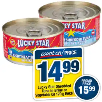 Megasave Lucky Star Shredded Tuna in Brine or Vegetable Oil 170g offer