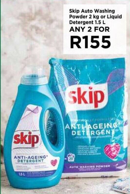 Skip Auto Washing Powder 2kg or Liquid Detergent 1.5L offer at Food Lover's Market