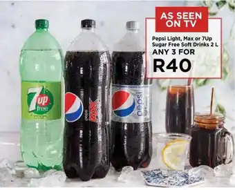 Food Lover's Market Pepsi Light, Max or 7Up Sugar Free Soft Drinks 2L offer