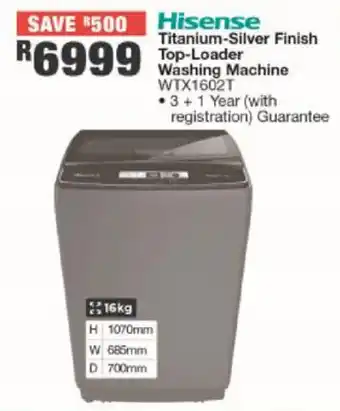 House & Home Hisense Titanium-Silver Finish Top-Loader Washing Machine offer