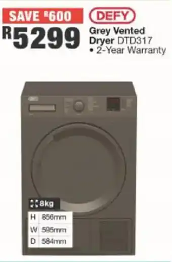 House & Home Defy Grey Vented Dryer offer
