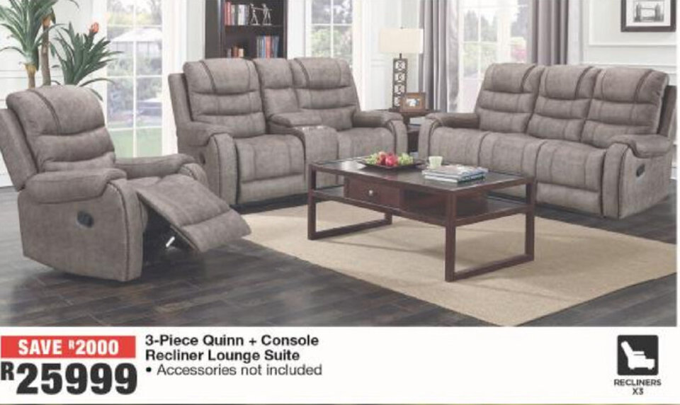 Quinn + Console Recliner Lounge suite 3Piece offer at House & Home