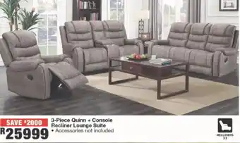 House & Home Quinn + Console Recliner Lounge suite 3-Piece offer