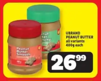 Usave UBRAND PEANUT BUTTER all variants 400g each offer