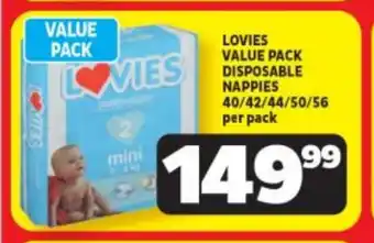Usave LOVIES VALUE PACK DISPOSABLE NAPPIES offer
