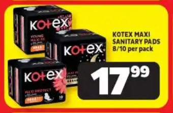 Usave KOTEX MAXI SANITARY PADS 8/10 per pack offer