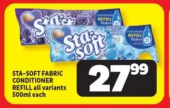 Usave STA-SOFT FABRIC CONDITIONER REFILL all variants 500ml each offer