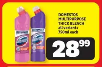 Usave DOMESTOS MULTIPURPOSE THICK BLEACH all variants 750ml each offer