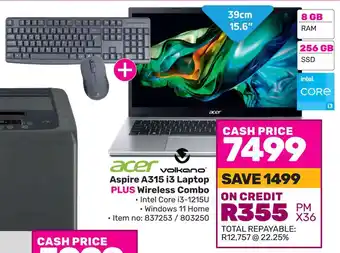Game Acer Aspire A315 i3 Laptop PLUS Wireless Combo offer