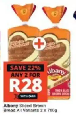 Checkers Albany Sliced Brown Bread All Variants 2 x 700g offer
