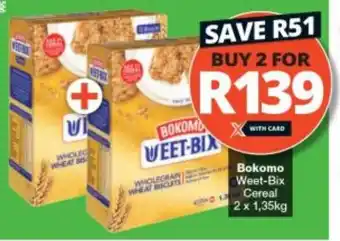Checkers Bokomo Weet-Bix Cereal 2x 1,35kg offer