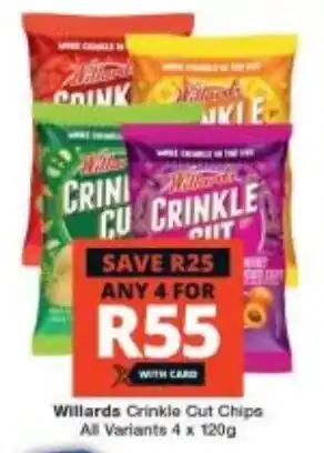 Checkers Willards Crinkle Cut Chips All Variants 4 x 120g offer