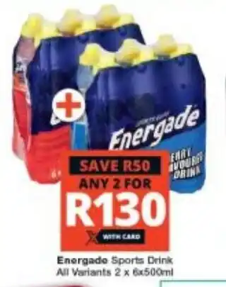 Checkers Energade Sports Drink All Variants 2 x 6x500ml offer