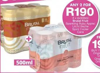 President Hyper 2 x 6x500ml Brutal Fruit Sparkling Ruby Apple/ Litchi Sèche Spirit Cooler Cans offer