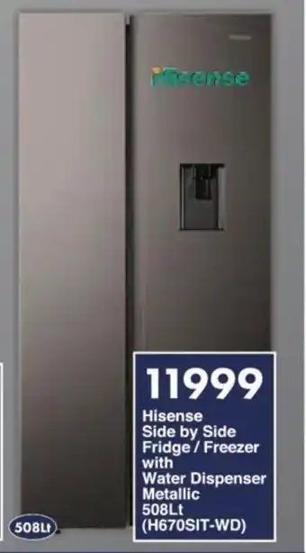 President Hyper Hisense Side by Side Fridge/Freezer with Water Dispenser Metallic 508Lt (H670SIT-WD) offer