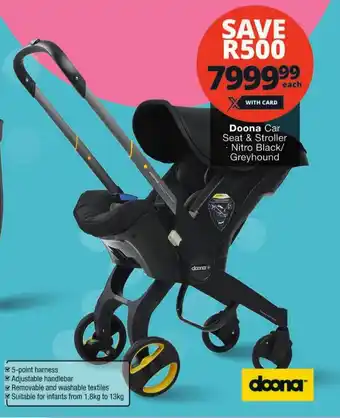 Doona Car Seat & Stroller - Nitro Black/ Greyhound