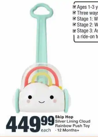 Checkers Skip Hop Silver Lining Cloud Rainbow Push Toy offer