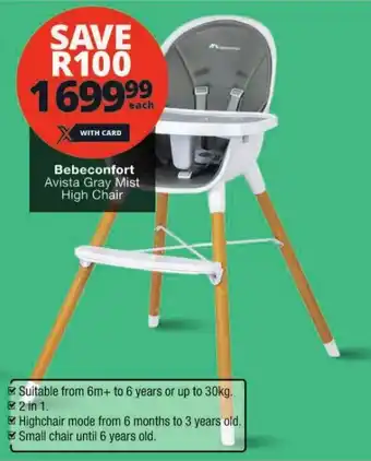 Checkers Bebeconfort Avista Gray Mist High Chair offer