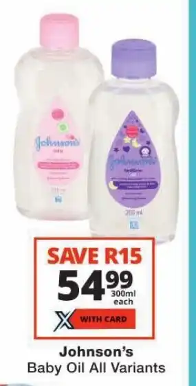 Checkers Johnson's Baby Oil All Variants offer