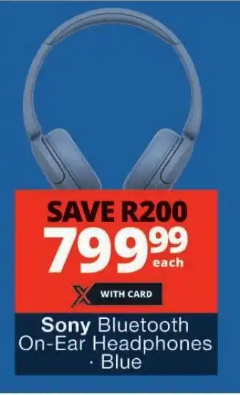 Checkers Sony Bluetooth On-Ear Headphones Blue offer