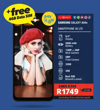 Checkers SAMSUNG GALAXY A04e SMARTPHONE 4G LTE offer