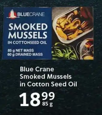 Blue Crane Smoked Mussels in Cotton Seed Oil