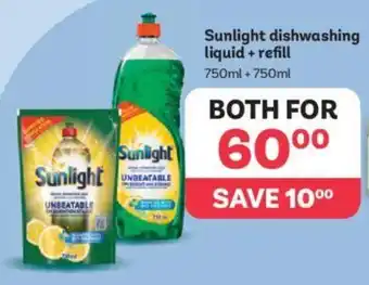 PEP Sunlight dishwashing liquid + refill 750ml + 750ml offer